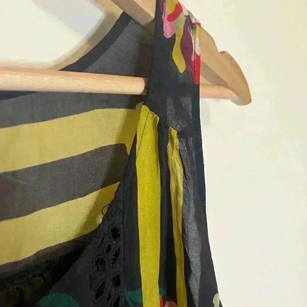Johnny Was Floral Striped Sleeveless Blouse - Picture 4 of 6